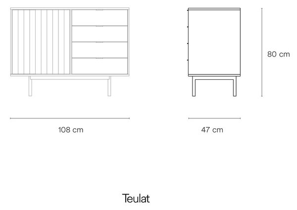 Črna nizka komoda v hrastovem dekorju 108x80 cm Sierra – Teulat