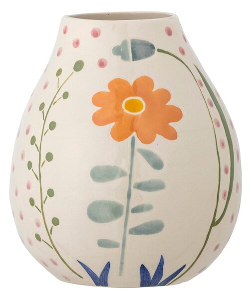 Kremno bela lončena ročno poslikana vaza (višina 17 cm) Taza – Bloomingville