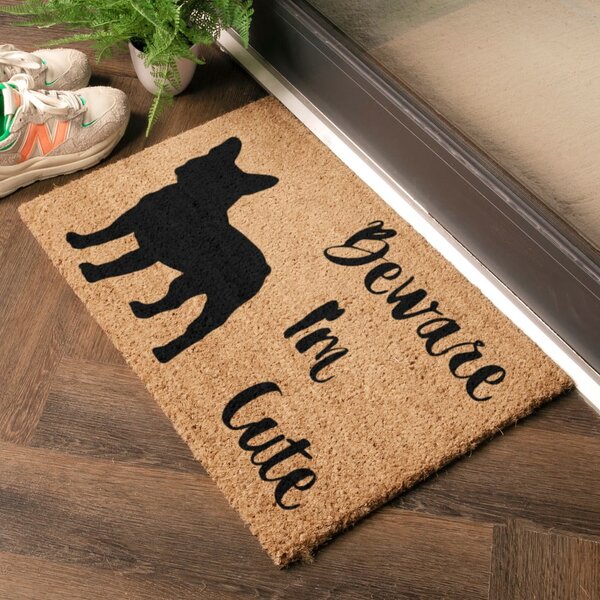 Predpražnik iz kokosovih vlaken 40x60 cm Beware I'm Cute French Bulldog – Artsy Doormats