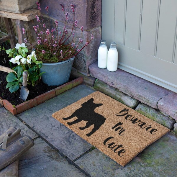 Predpražnik iz kokosovih vlaken 40x60 cm Beware I'm Cute French Bulldog – Artsy Doormats