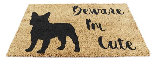 Predpražnik iz kokosovih vlaken 40x60 cm Beware I'm Cute French Bulldog – Artsy Doormats