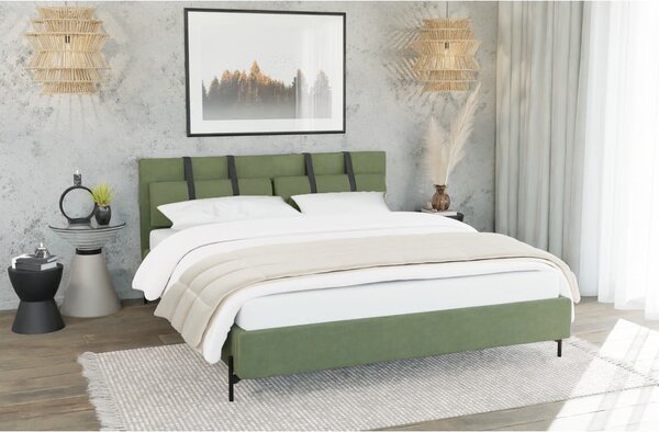 Zelena oblazinjena zakonska postelja z letvenim dnom 180x200 cm Tulsa – Ropez