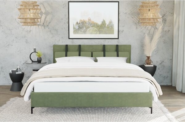 Zelena oblazinjena zakonska postelja z letvenim dnom 180x200 cm Tulsa – Ropez