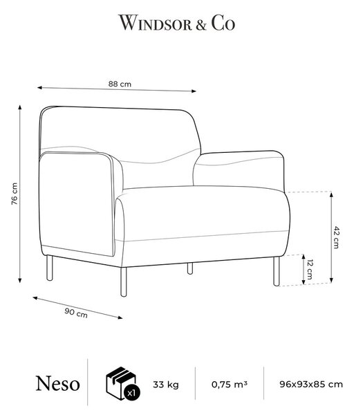 Temno siv fotelj Windsor & Co Sofas Neso