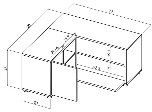 Črna/naravna TV omarica v hrastovem dekorju 90x45 cm Angle – TemaHome