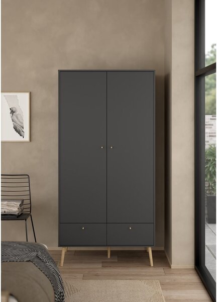 Antracitno siva garderobna omara 99x200 cm Bodo – Tvilum