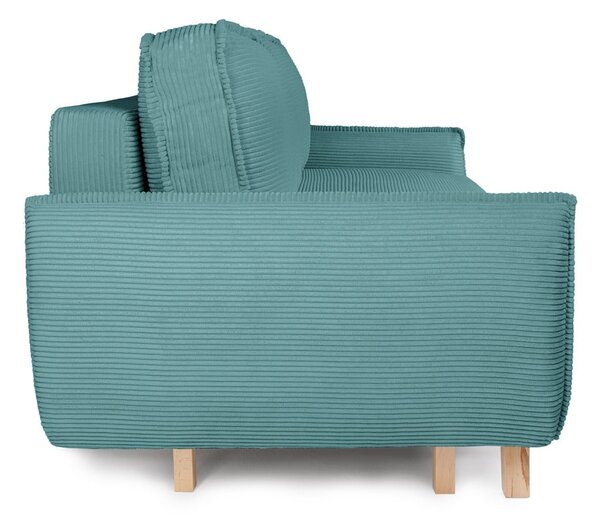 Turkizna raztegljiva sedežna garnitura iz rebrastega žameta 218 cm Tori – Bonami Selection