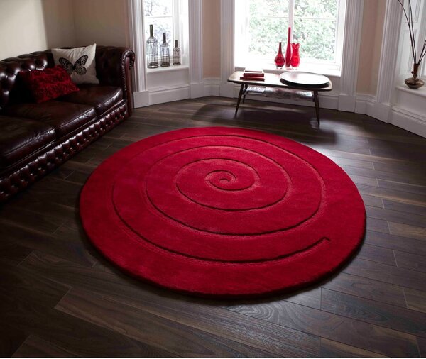 Rubinasto rdeča volnena preproga Think Rugs Spiral, ⌀ 140 cm