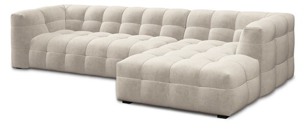 Bež žametna kotna sedežna garnitura Windsor & Co Sofas Vesta, kotna zofa, desni kot