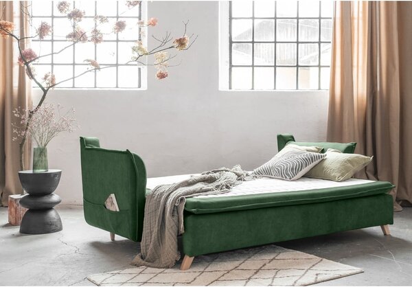 Zelena žametna raztegljiva sedežna garnitura 225 cm Charming Charlie – Miuform