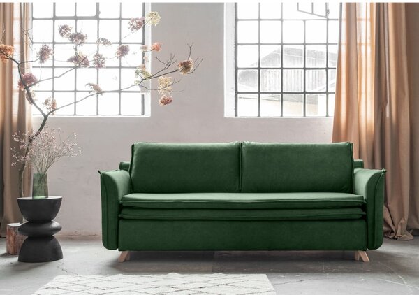 Zelena žametna raztegljiva sedežna garnitura 225 cm Charming Charlie – Miuform