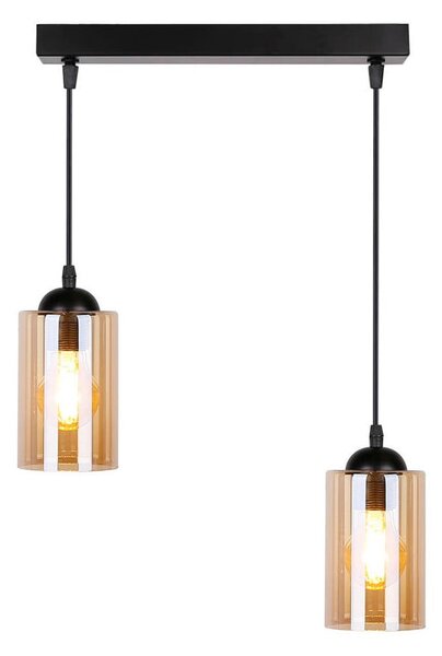 Črna viseča svetilka s steklenim senčnikom 10x34 cm Bistro - Candellux Lighting