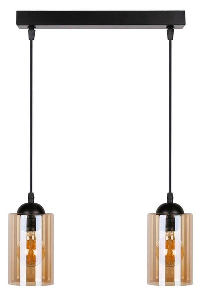 Črna viseča svetilka s steklenim senčnikom 10x34 cm Bistro - Candellux Lighting