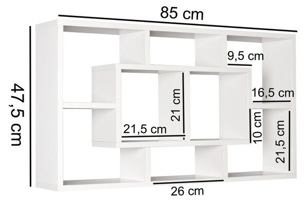 STENSKI REGAL 85/47,5/16 cm bela
