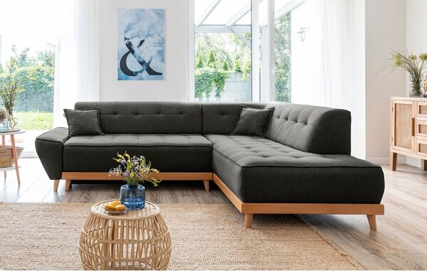 Temno siva raztegljiva sedežna garnitura Miuform Dazzling Daisy L, desni kot