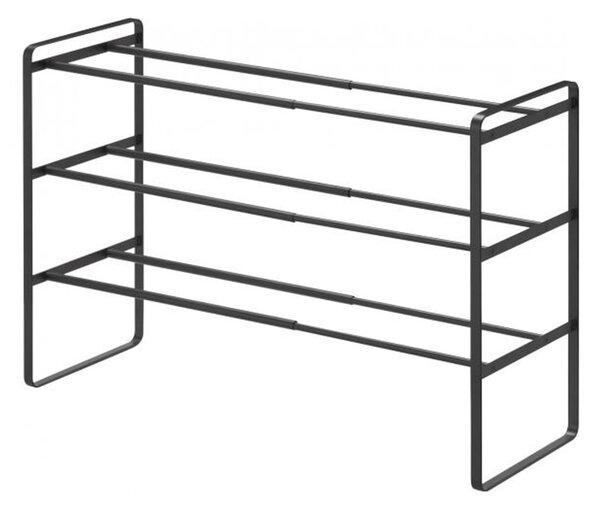 Črn nastavljivo stojalo za čevlje s 3 nivoji YAMAZAKI Maebashi