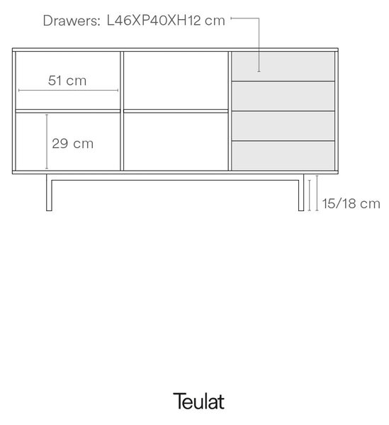 Siva nizka komoda v hrastovem dekorju 159x80 cm Sierra – Teulat