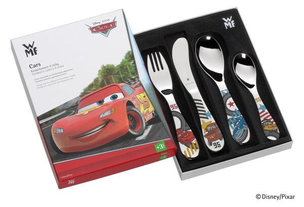 Komplet 4 otroških jedilnih pripomočkov iz nerjavečega jekla WMF Disney Cars