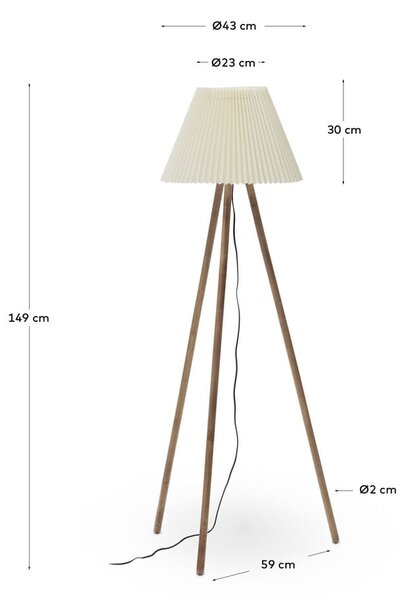 Stoječa svetilka v naravni barvi s tekstilnim senčnikom (višina 149 cm) Benicarlo – Kave Home