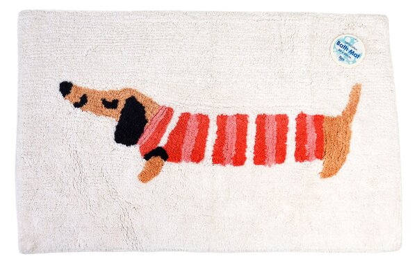 Rdeča-bela kopalniška preproga 83x52,5 cm Sausage Dog - Rex London