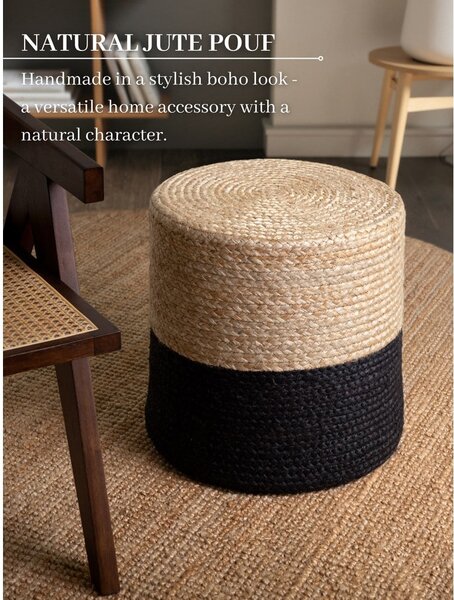 Tabure v črni in naravni barvi Juta Gold Black – Hanse Home