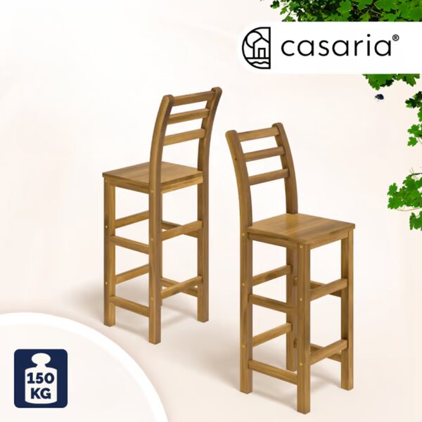 Barski stoli OSLO z naslonjali, 2 kosa, 40x36x110cm, naravno rjavo Casaria