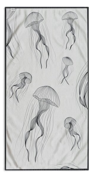 Črno-bela brisača za plažo 90x180 cm Jellyfish - DecoKing