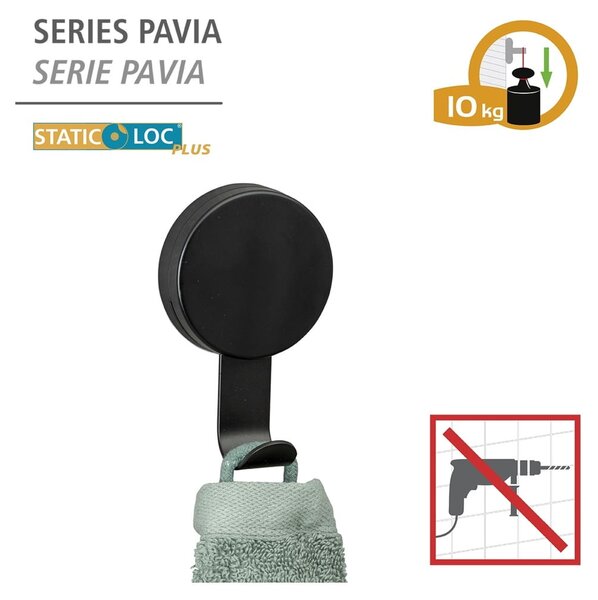 Komplet 2 črnih kavljev za brisače Wenko Pavia