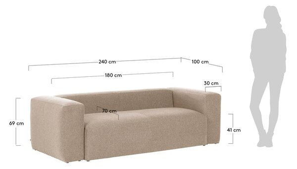 Bež kavč Kave Home Blok, 240 cm