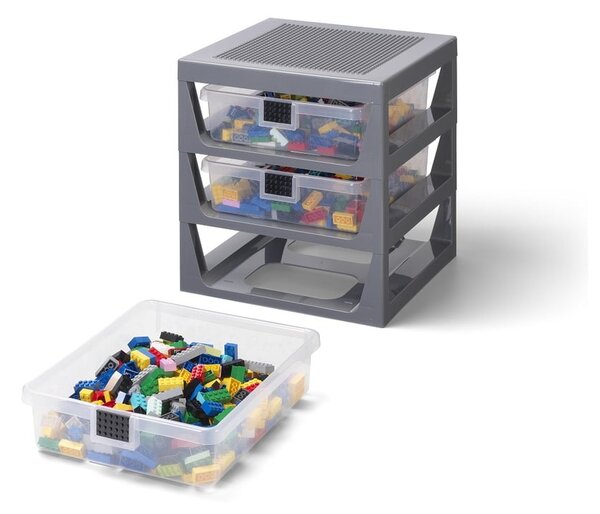 Siv organizator s 3 predali za shranjevanje LEGO®