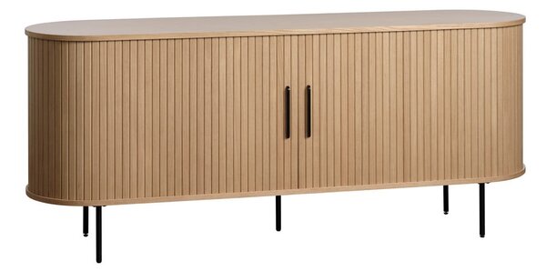 Nizka komoda v hrastovem dekorju z drsnimi vrati v naravni barvi 76x180 cm Nola – Unique Furniture