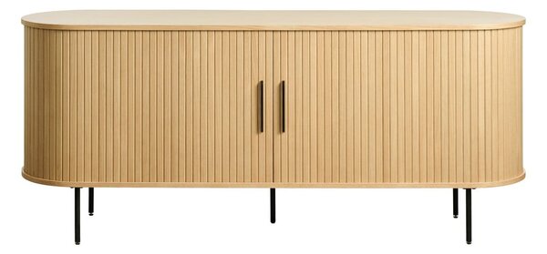 Nizka komoda v hrastovem dekorju z drsnimi vrati v naravni barvi 76x180 cm Nola – Unique Furniture
