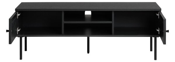 Črna TV omarica v hrastovem dekorju 120x43 cm Pensacola – Unique Furniture