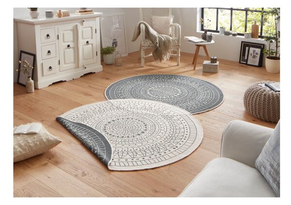 Siva in kremasta preproga za zunanjo uporabo NORTHRUGS Porto, ⌀ 140 cm