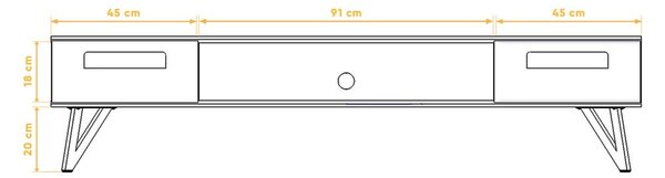 TV omarica iz hrastovega lesa 182x42 cm Golo - The Beds