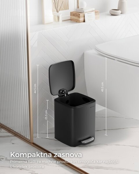 Kopalniški koš za smeti NORD, 6 l, črn SongmicsHome