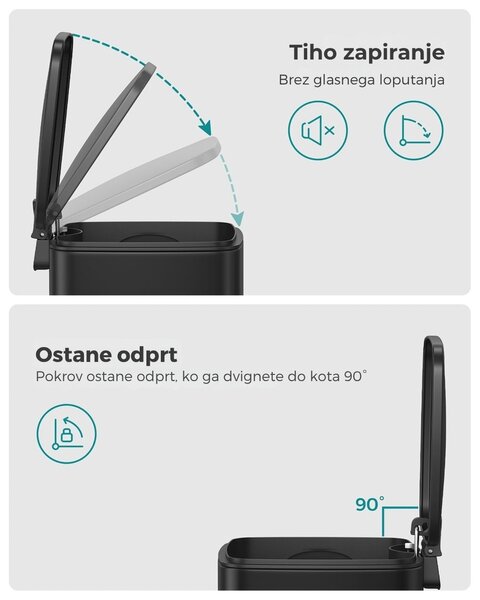Kopalniški koš za smeti NORD, 6 l, črn SongmicsHome