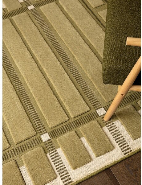 Zelena/bež ročno tkana volnena preproga 120x170 cm – Asiatic Carpets