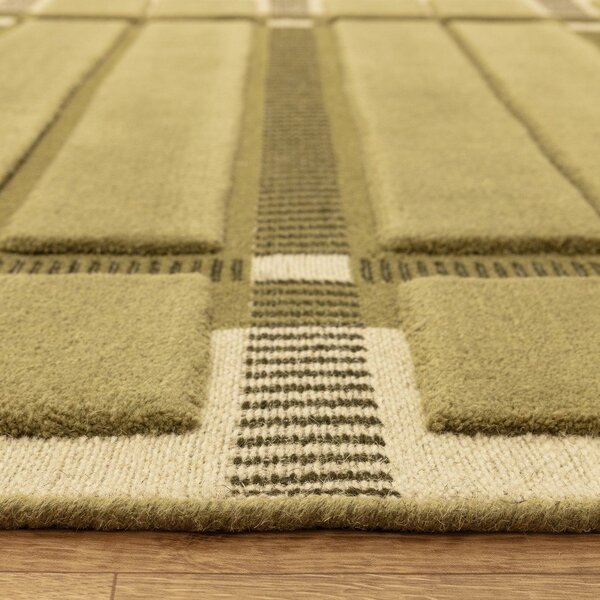 Zelena/bež ročno tkana volnena preproga 120x170 cm – Asiatic Carpets