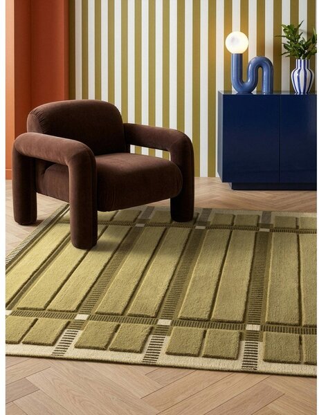 Zelena/bež ročno tkana volnena preproga 120x170 cm – Asiatic Carpets