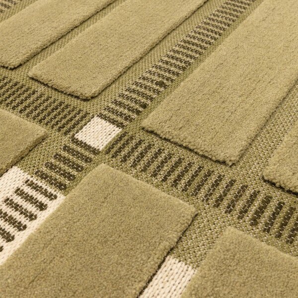 Zelena/bež ročno tkana volnena preproga 120x170 cm – Asiatic Carpets