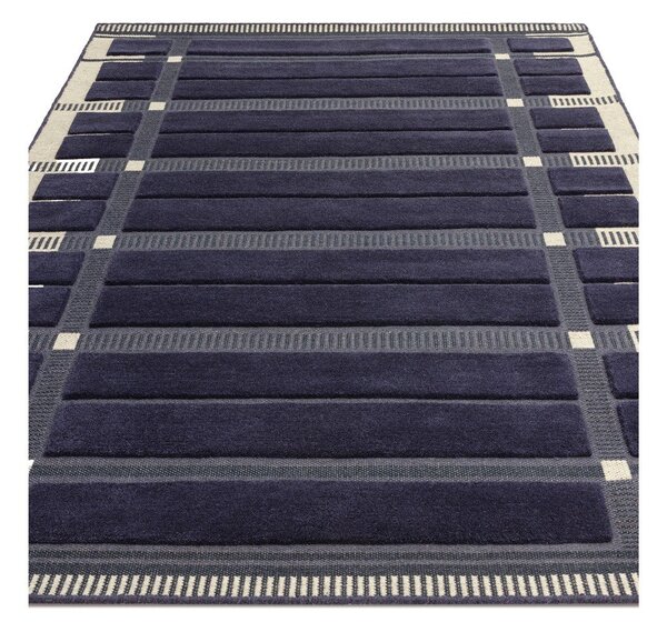 Temno modra/bež ročno tkana volnena preproga 120x170 cm – Asiatic Carpets