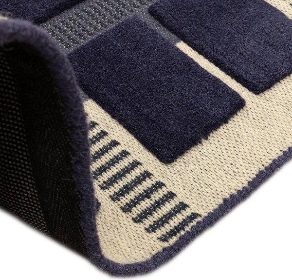 Temno modra/bež ročno tkana volnena preproga 120x170 cm – Asiatic Carpets
