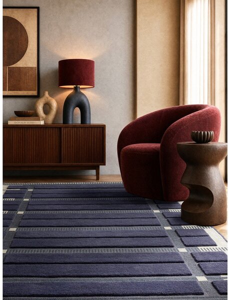 Temno modra/bež ročno tkana volnena preproga 120x170 cm – Asiatic Carpets