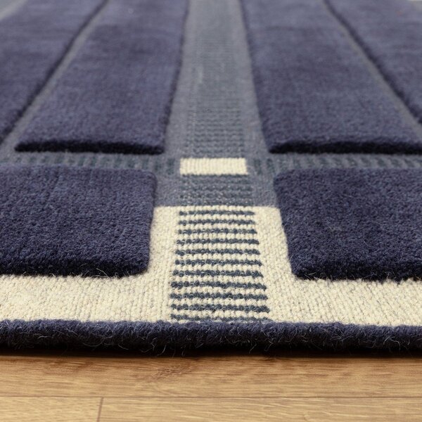 Temno modra/bež ročno tkana volnena preproga 120x170 cm – Asiatic Carpets