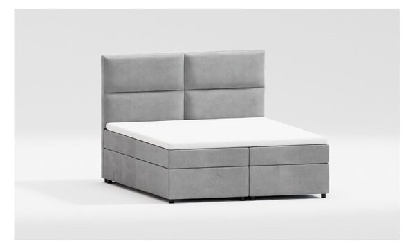 Svetlo siva boxspring postelja s prostorom za shranjevanje 140x200 cm Rico – Ropez