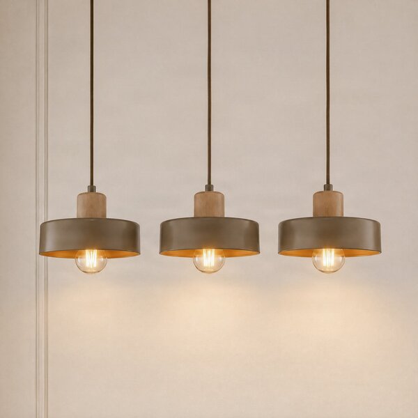 EMIBIG LIGHTING Visoka svetilka Torin, bež, dolžina 80 cm, 3-žarilna, kovina/les, zatemnjen, Bež, Dnevna soba / jedilnica, Kovina, Skandinavski