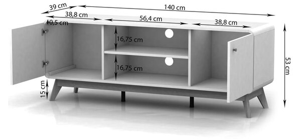 Rjava TV omarica v orehovem dekorju 140x53 cm Caitlin – Støraa