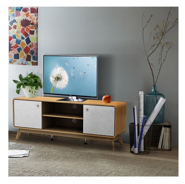 Bela TV omarica v hrastovem dekorju 140x53 cm Caitlin – Støraa
