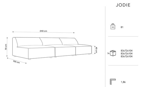 Kremno bela sedežna garnitura iz tkanine bouclé 240 cm Jodie – Micadoni Home